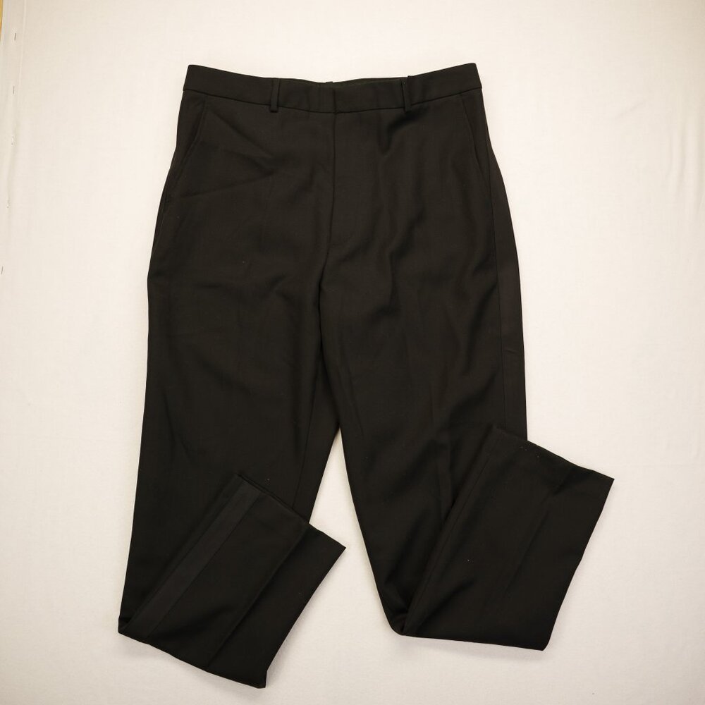 Polo Ralph Lauren 100% Mulberry Silk/Wool Trousers‎ Women Black Size 12 Luxury